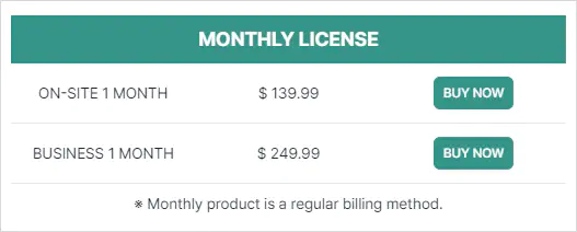 MONTHLY LICENSE INFORMATION